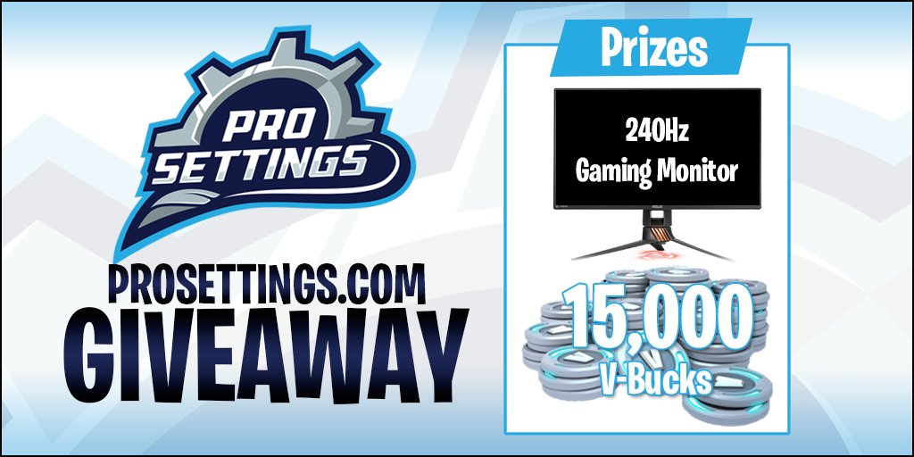 🚨 We are doing a HUGE giveaway 🚨

🏆 240 Hz Gaming Monitor + 15,000 V-bucks! 🏆

🗸 Follow <a href="/pro_settings/">ProSettings</a> &amp; <a href="/yogamingdotcom/">YoGaming</a>
🗸 Retweet + Like
🗸 Tag your friends

ENTER HERE => prosettings.com/giveaway/ 

🏆 3 winners will be chosen! 🏆

#fortnite #giveaway #esports
