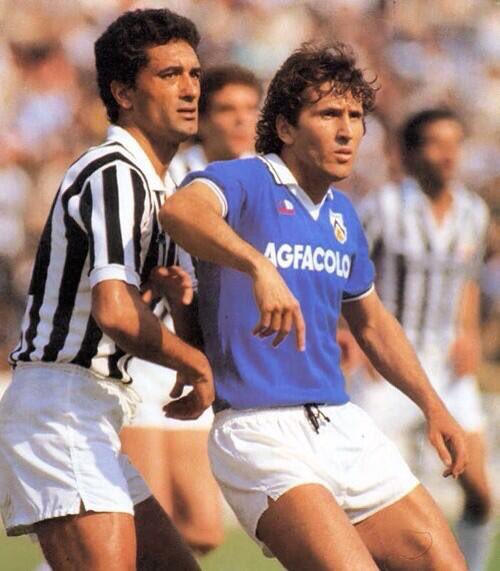 ClaudioGentile and #Zico in the match between #Juventus and