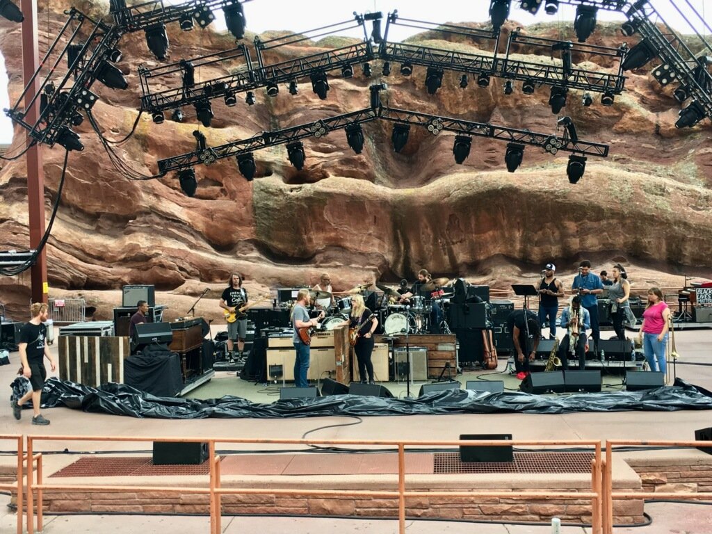 EntourTal's tweet photo. TTB Sound check at @RedRocksCO Amphitheater. Show 1 of 2 getting ready to start in a few short hours.
.
.
.
#derekandsusan #TTB #WheelsofSoul2018 #RedRocks #weloveguitars #blues #rock #musictherapy https://t.co/PtUZ0yUlrf