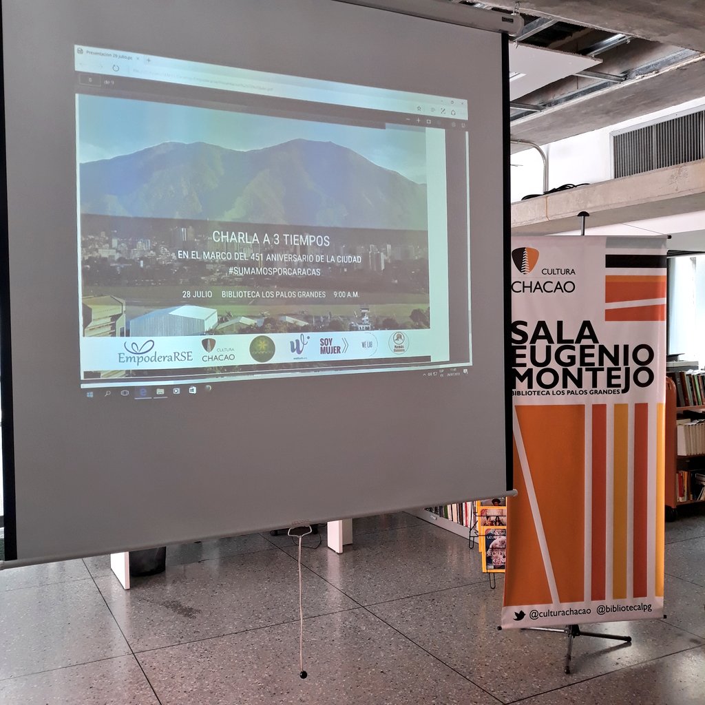 empoderarse's tweet photo. Desde @empoderarse agradecemos a Marianella Montenegro Dir. de la Biblioteca Los Palos Grandes, a todo su equipo y al personal de @culturachacao por la disposición de sus espacios , apoyo en la difusión y logística para realizar nuestra #CharlaA3Tiempos #CCS451 #SumamosPorCaracas https://t.co/S7QD7LlXBq