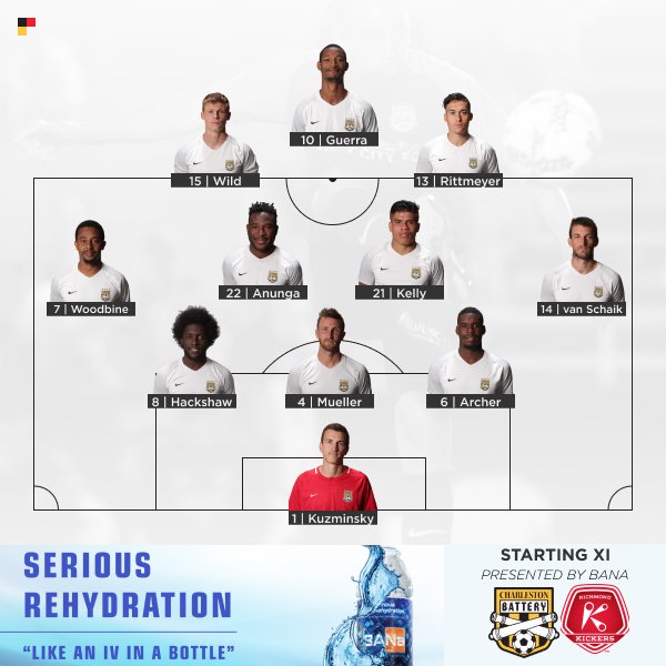 Here's the Starting XI for #CHSvRIC presented by BANA 

Substitutes: Cooper, Mansaray, Bolt, Thomas, Arambula, Okonkwo, Higashi 

#USL #CB93