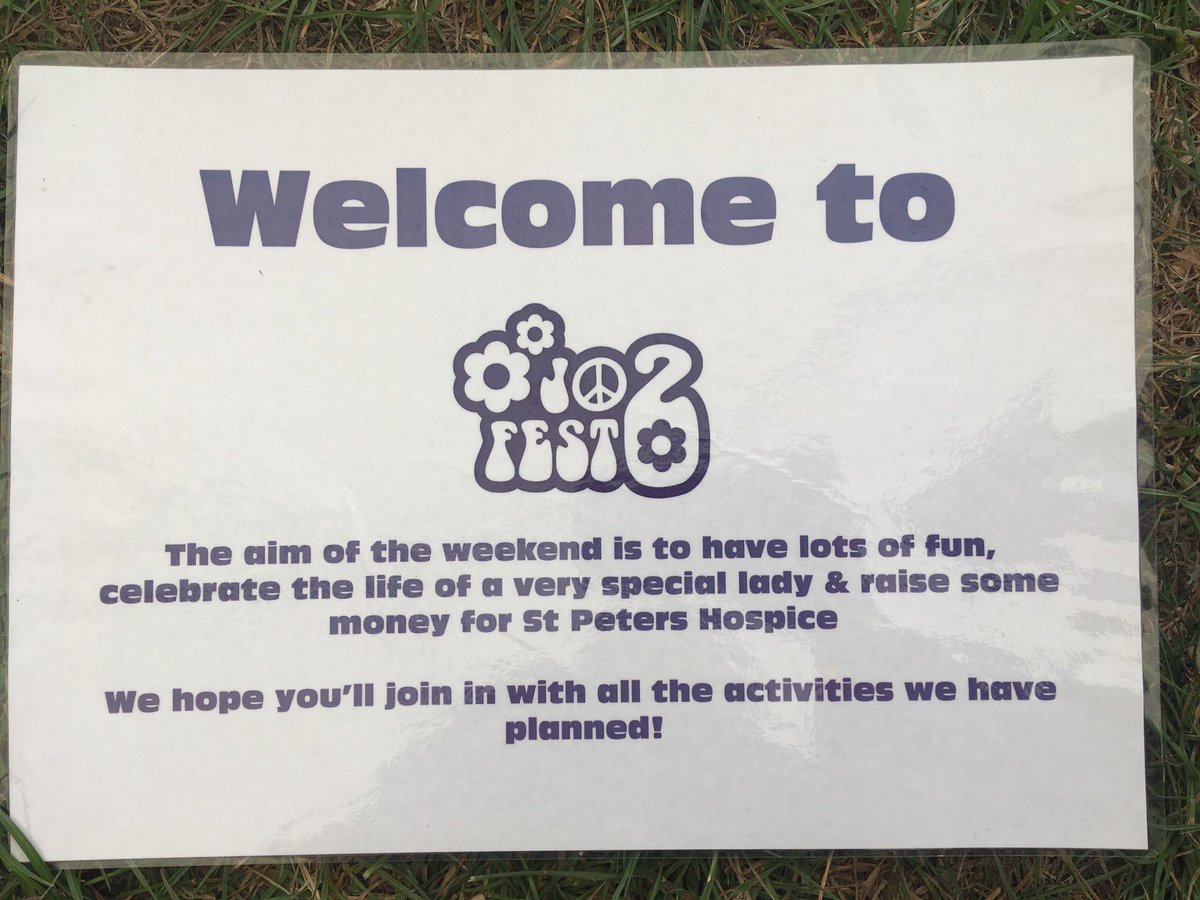 The_MissPitstop's tweet photo. What better way to remember a much missed friend &amp; raise money for @stpetershospice than a 70’s themed camping weekend! #JoFest https://t.co/jcmJonpN4a