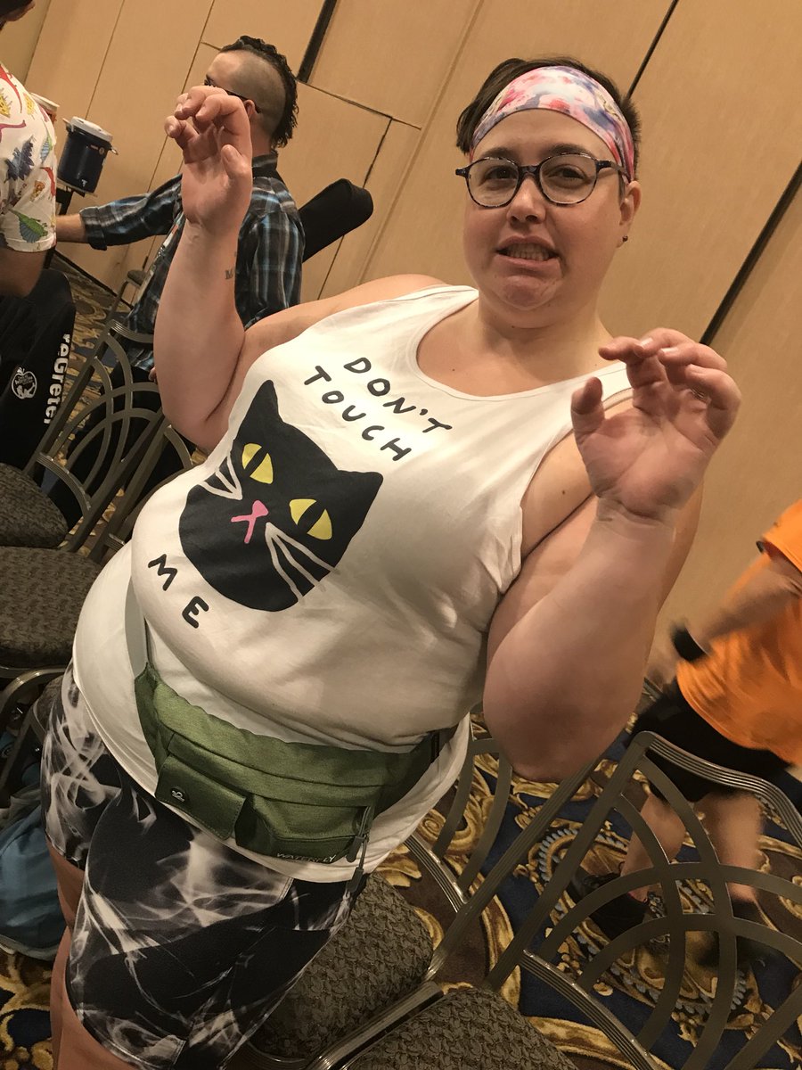 RollerconMC's tweet photo. #CATurday doesn’t just happen to anyone...but for #TeamAnnouncer in Announcerlandia it’s a way of LIFE at #RollerCon2018 https://t.co/i5xmryePAG