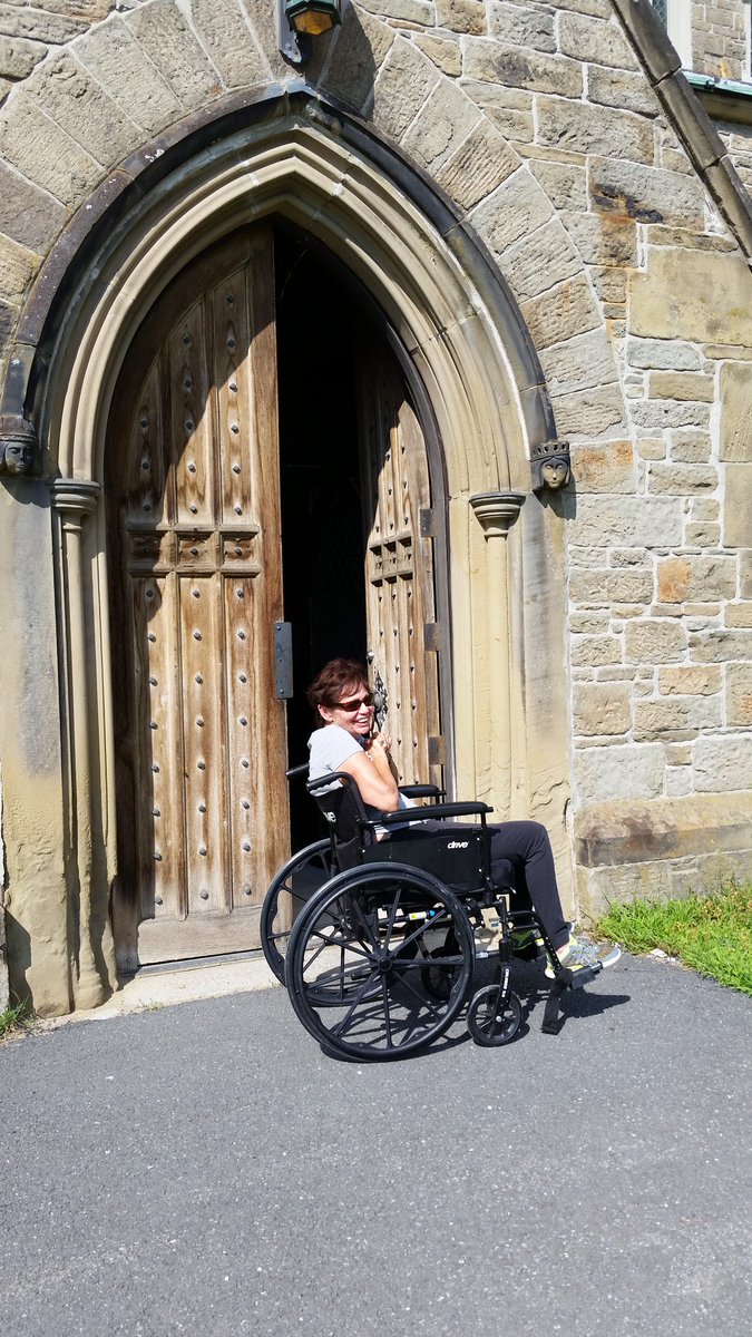lifetime_ride's tweet photo. We're in Fredericton NB where we visited an old cathedral which Peggy began painting a few years ago, but after being diagnosed with cancer lost ambition. Now she has #BulbarALS and has decided she wants to finish it even though her hands are weak. https://t.co/1G7dqmKUmz