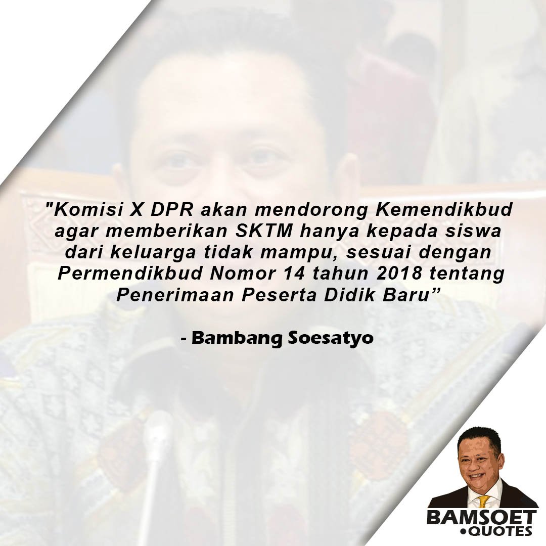bamsoet10's tweet photo. Langkah ini dilakukan agar program SKTM ini menyasar anak-anak yang tepat untuk bisa terus menikmati bangku pendidikan https://t.co/kutesk2iV5