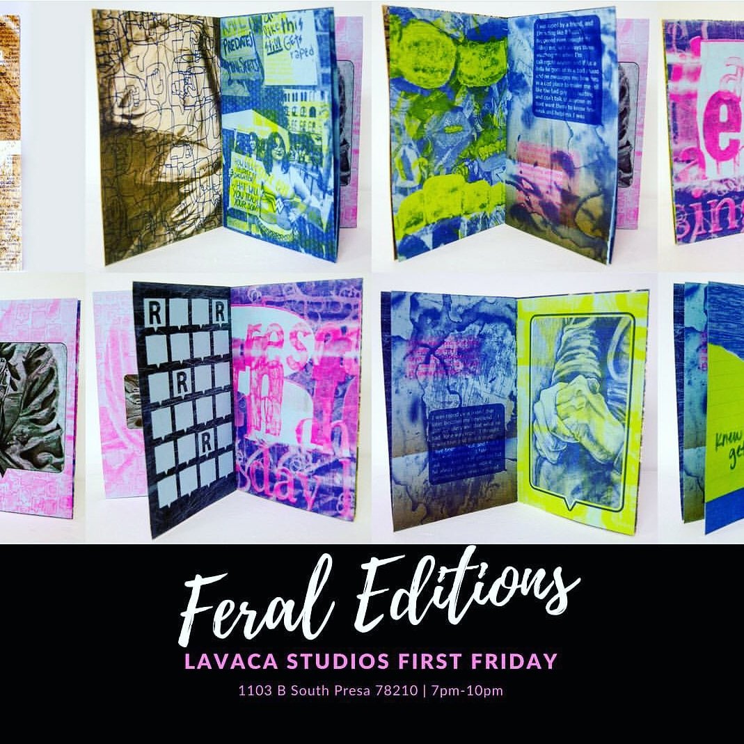 MadisonCowles's tweet photo. This upcoming Friday August 3rd! 7PM-10PM! Lavaca Studios #FirstFriday #satx #twitterfirstfriday #zines #risograph #artmarket #SanAntonio #FirstFridaySATX #FeralEditions @FeralEditions https://t.co/DxhRz6reeQ