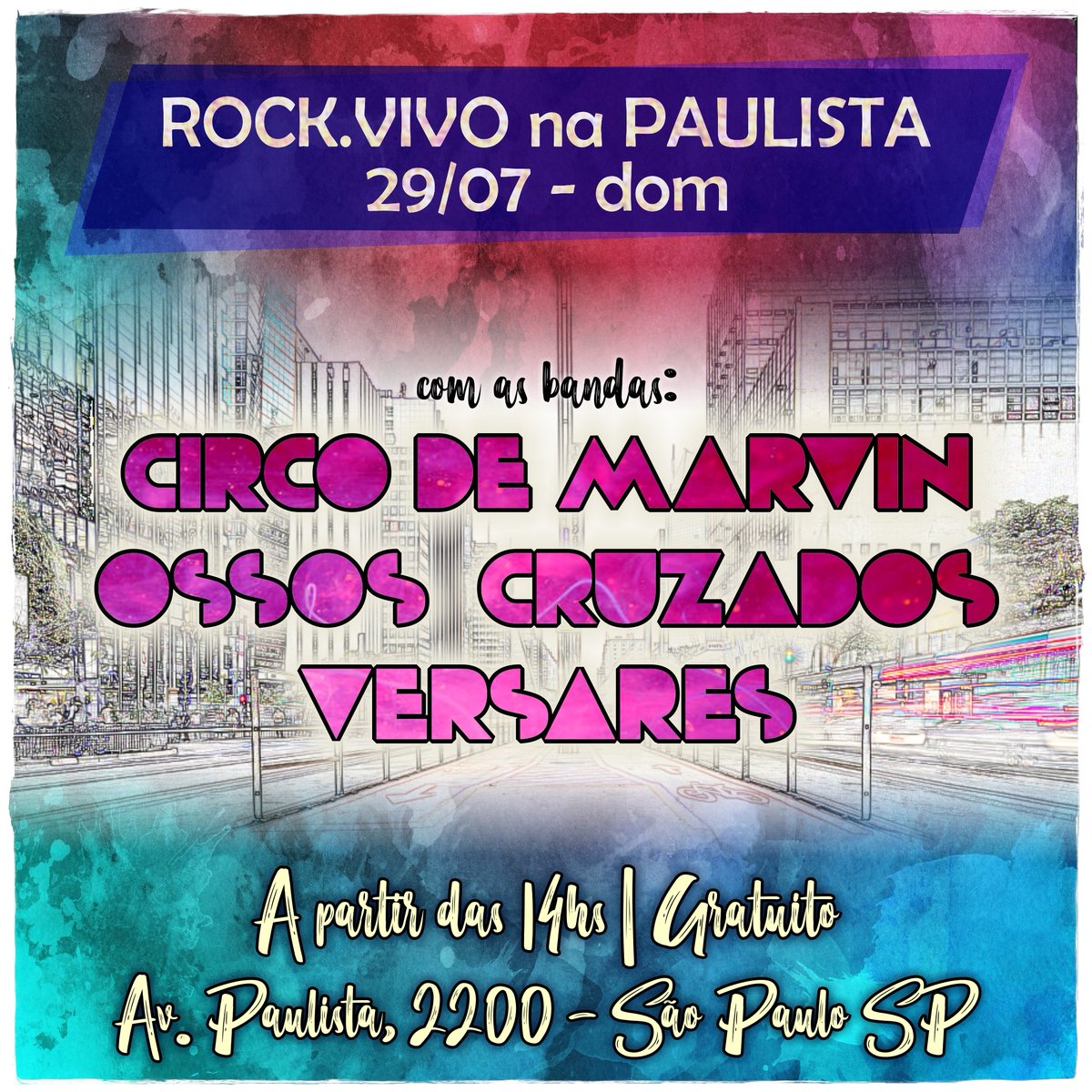 orangeiramusic's tweet photo. Vamoooo #RockVivo #AvenidaPaulista #domingo #saopaulo #versares #CircoDeMarvin #OssosCruzados #Orangeira https://t.co/xAklyf2cGX