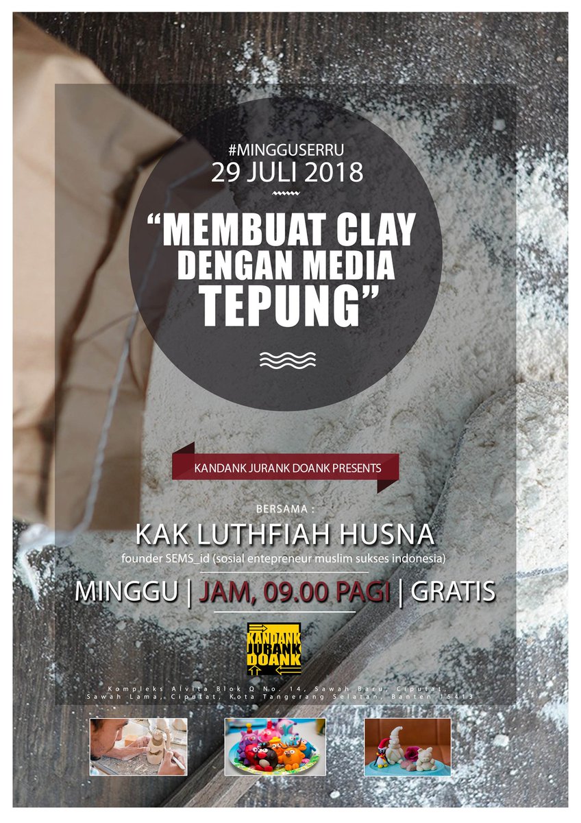 Pagi ini...
"membuat Clay dengan media tepung" bersama kak @husnaluthfiah dan Ka MM @emma___mm @emmi_twins #selamatpagi #kelasgambar #mingguserru #minggu #minggupagi #gratis #free #kjd #kandankjurankdoank #clay #kreatifitas #kreatif #children #belajar #sekolahalam #kriya