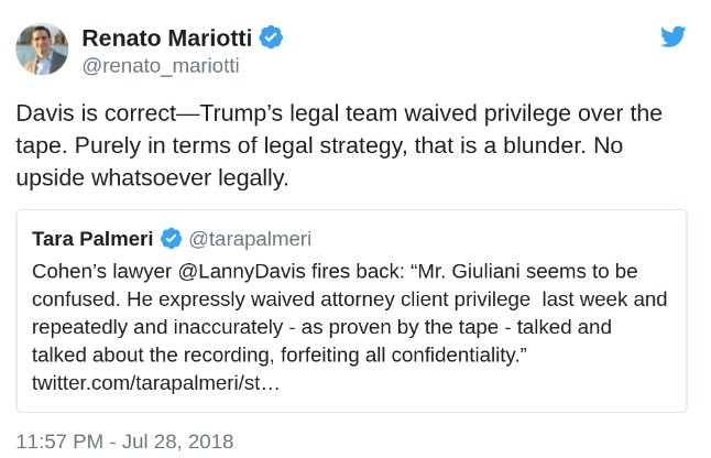 DrainedTheSwamp's tweet image. &amp;lt;no crime. judge would not have ruled it attorney client privilege if there were a crime&amp;gt; #notprotected