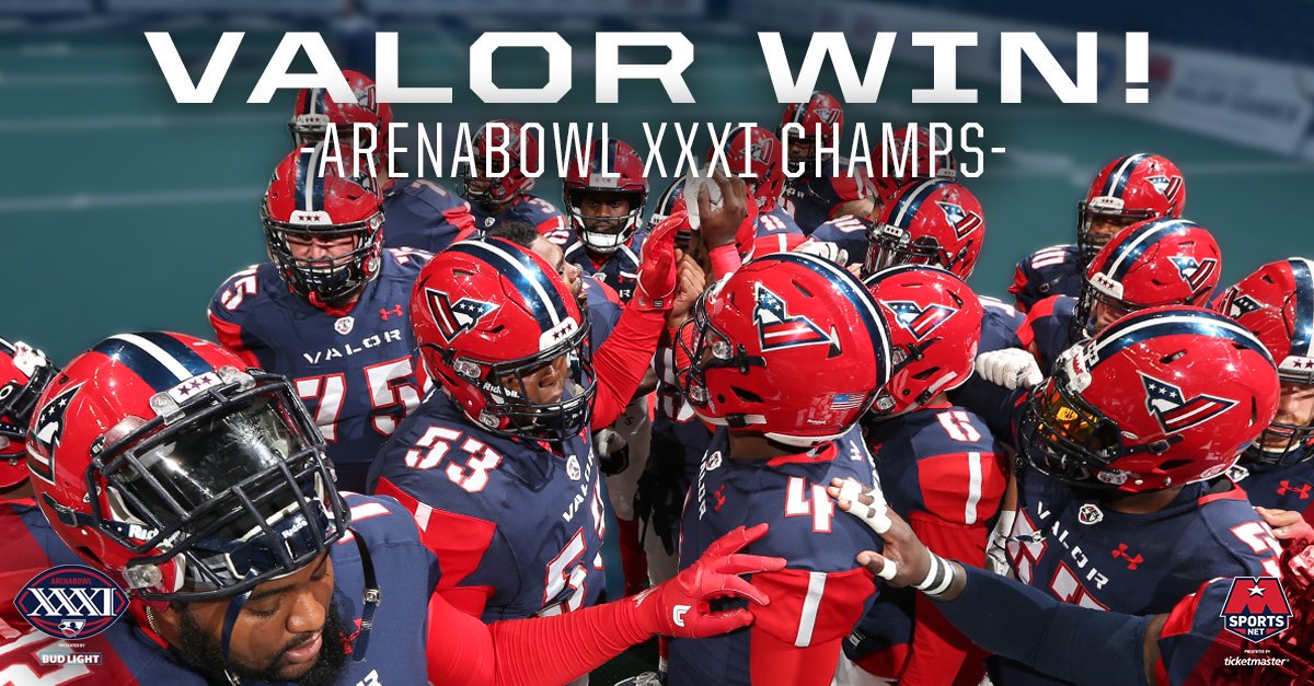 MonSportsNet's tweet photo. WOW! Congratulations to the @WashingtonValor, your #ArenaBowlXXXI champions! #PlayToWin https://t.co/u2XrcH5meX