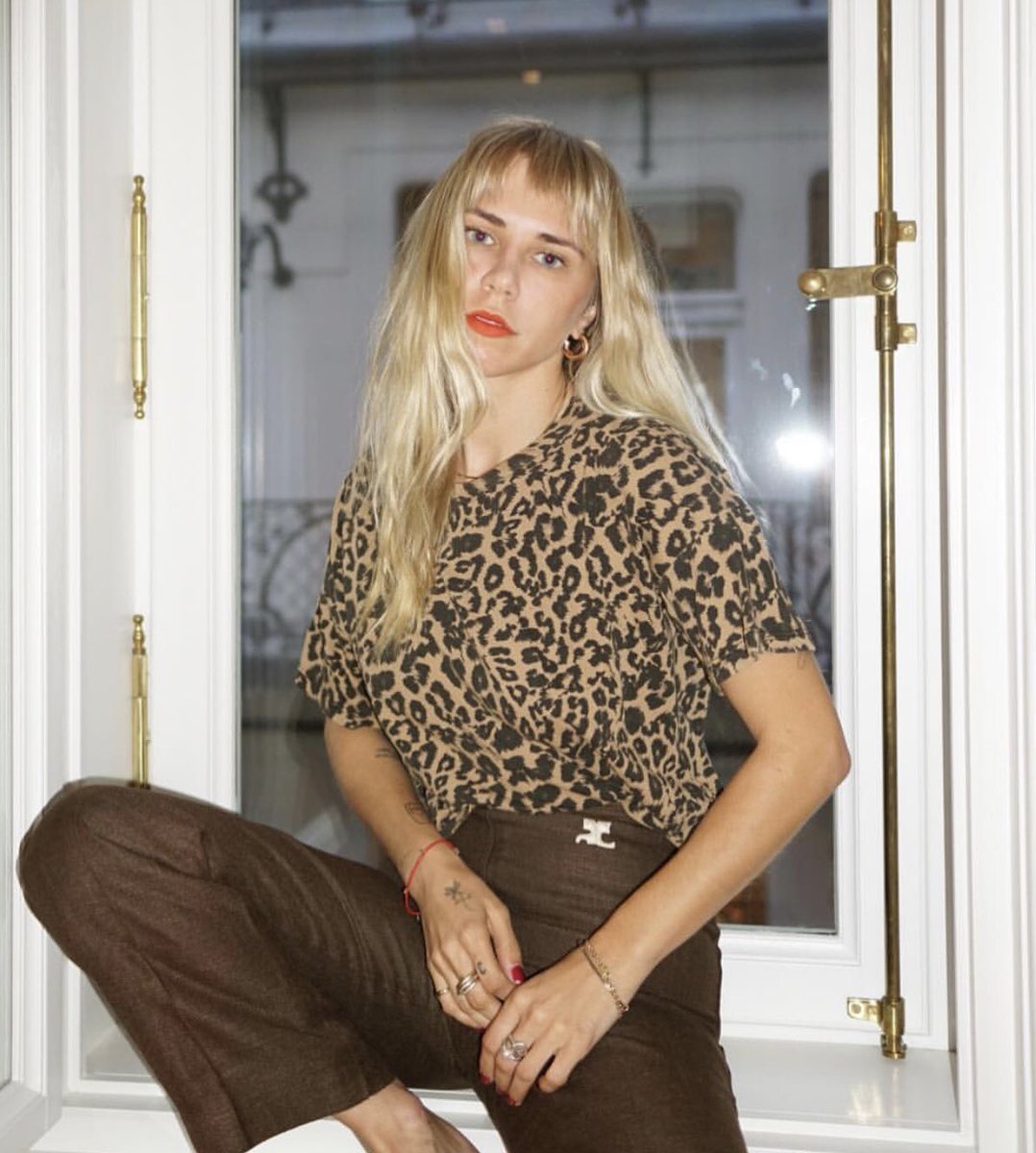 Our favorite gal <a href="/Always_Judging/">Courtney Trop</a> in our leopard tee. Available now on the website.