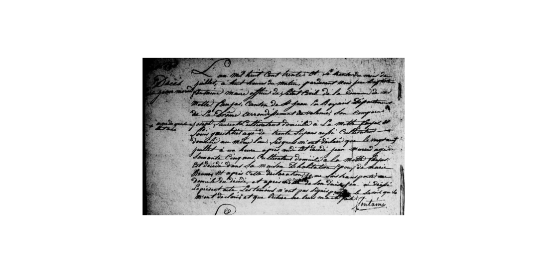 LDGenealogie's tweet photo. #1J1Collatéral #MORARD Jean fils de mes aïeux Pierre &amp; #PONCETON est décédé ce 29/07/1830 à La Motte Fanjas (26), il avait épousé #BRUN Marie Magdeleine, le 21/06/1790 à St-Hilaire-du-Rosier (38) De ce mariage naîtront 4 filles ! Il est le grand frère de Hyppolite (Sosa 110) https://t.co/IYAmwenr00