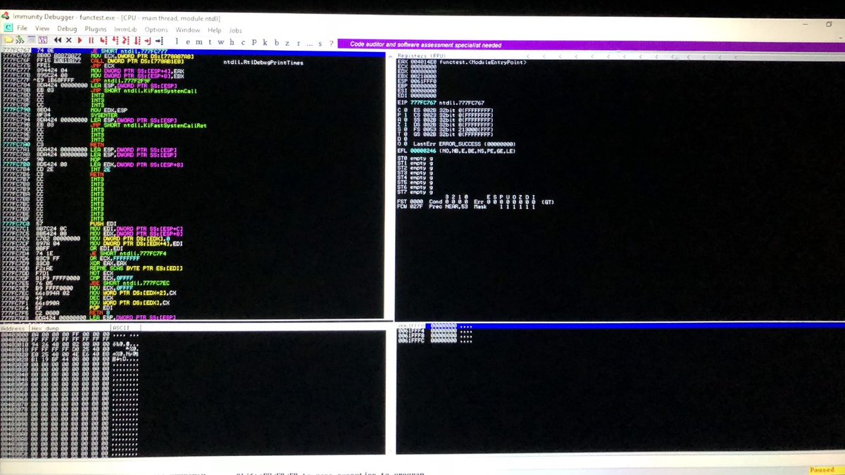 DadTechTV's tweet image. Saturday night fun! #immunitydebugger #stackframes #machinecode