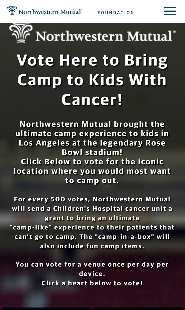 Donald_Driver80's tweet photo. Please go to https://t.co/m8ysmXjBm5 and vote for Lambeau Field - bring camp to kids! @NM_MKE https://t.co/P9Cw1NboWG