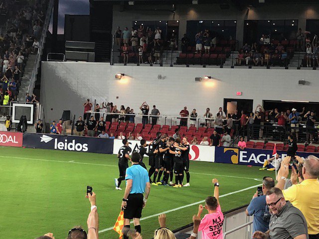 The celebration after <a href="/WayneRooney/">Wayne Rooney</a>'s first goal at #DCUnited.  Rooney played with great passion, scored one goal, almost got another, and was dangerous throughout.