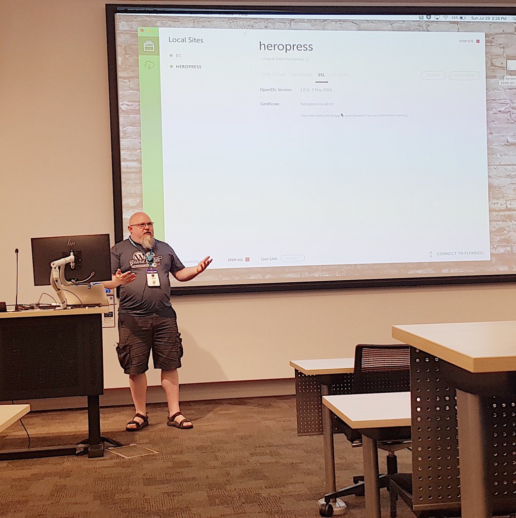 LocalWP's tweet photo. Thank you for sharing Local by Flywheel with the @wordcampsyd  community, @topher1kenobe 🙌🏼 #WCSyd https://t.co/I5LSYlVwJr