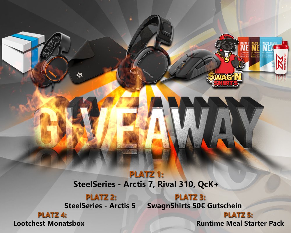 GÖNNT EUCH !!!
Zusammen mit @VITALIC_DOTA2 verlose ich ein Mega Summer Giveaway mit Preisen im Wert von ca. 500€ von <a href="/SteelSeries/">SteelSeries</a> <a href="/SwagnShirtsde/">SwagnShirts</a> uvm. !

Jetzt mitmachen und gewinnen: gheed.com/giveaways/43