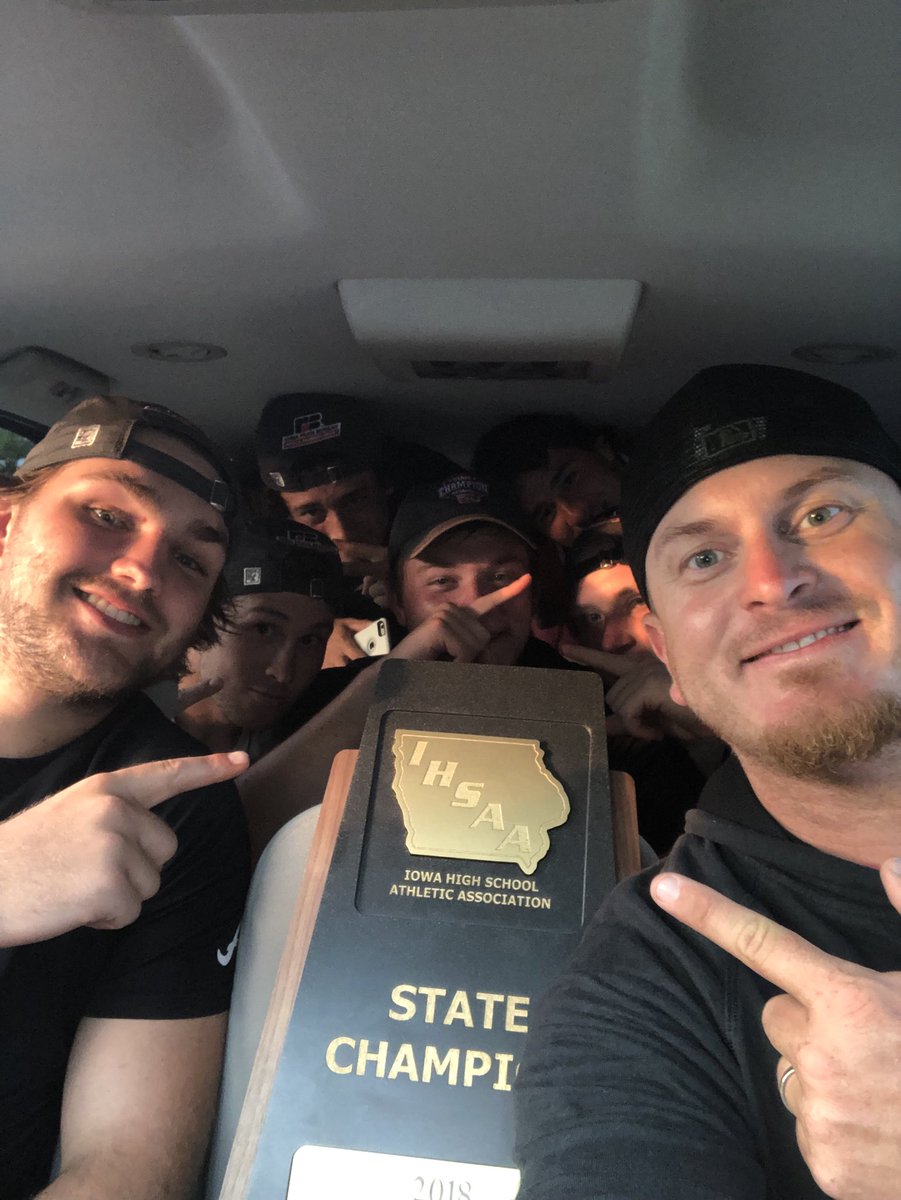 Coach Thissen bringing the Trophy 🏆 home safely in the Burb for the second year in a row!!! #Bi11yN18