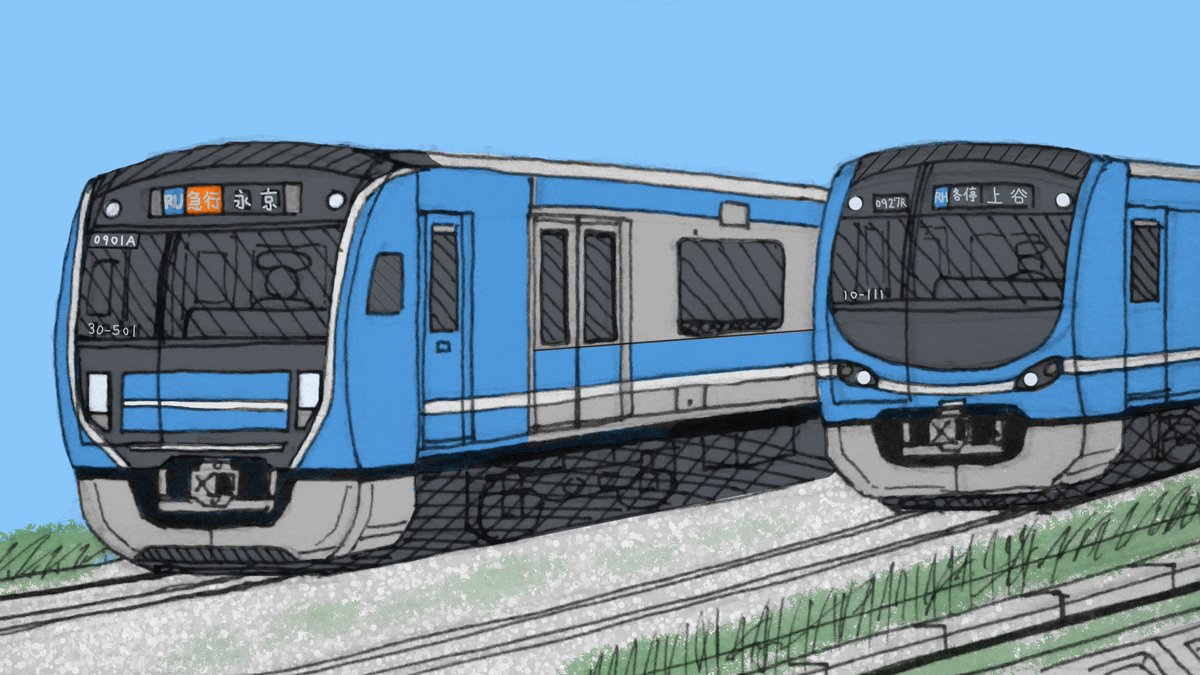 月夜野考 On Twitter 空想電車シリーズ 留置線に佇む30系500番台