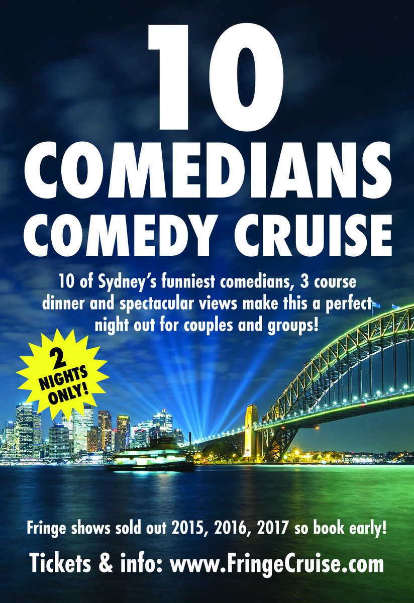 FringeComedyFan's tweet image. The 10 Comedians Shows are back at #sydneyfringe this year with 2 Harbour Cruise #comedy shows!

Tickets on sale from 1st August at: fringecruise.com 

#Sydney #fringecomedy #sydneycomedy #sydneyharbour #rhythmboat #fringe
