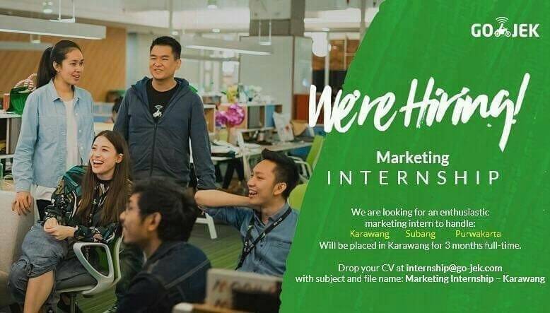 Hi, Updaters!
Go-jek is looking for an enthusiastic marketing intern!

Send your CV to internship@go-jek.com

#KUjobs