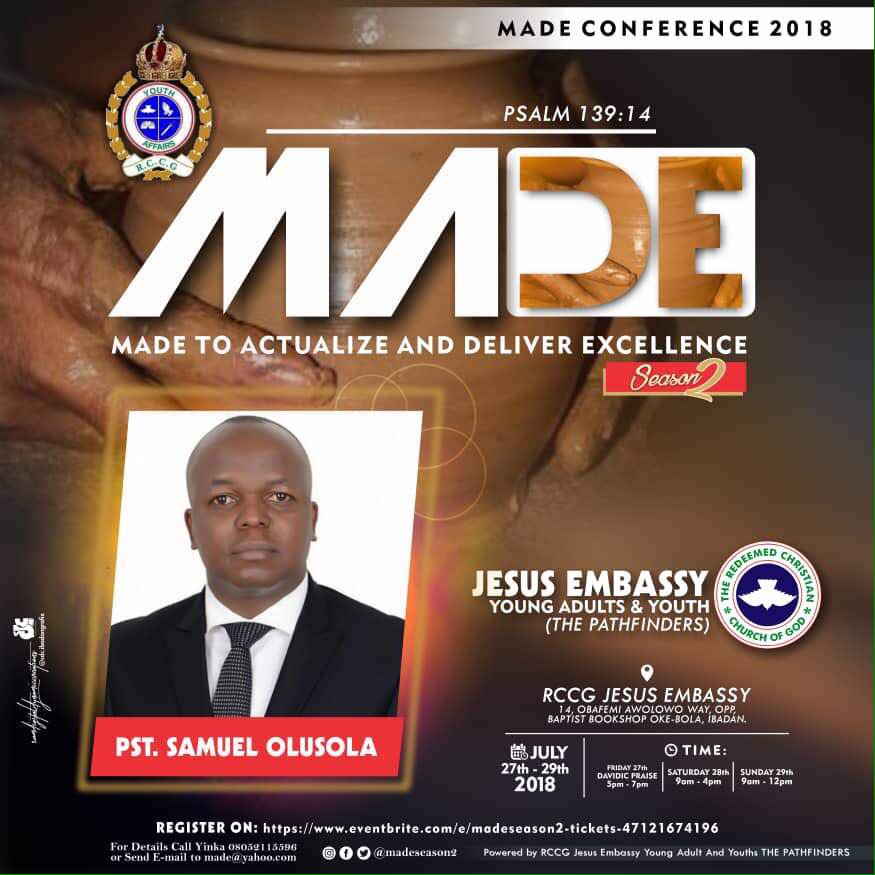 jembassyR42hq's tweet photo. Retweeted MADE CONFERENCE (@madeseason2):
We welcome Pastor Samuel Olusola to the break of a radiating morning. Atmosphere of fresh direction to be MADE. #MadeSeason2 #MadeConference https://t.co/fyufoP08q8
