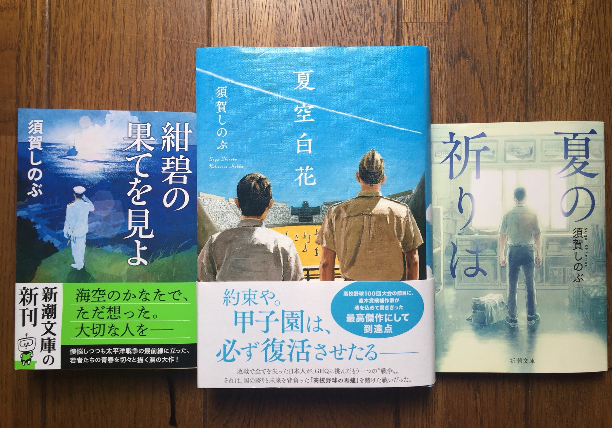 須賀しのぶ 夏空白花 書店訪問では 同じ野球繋がりで昨年の 夏の祈りは 新潮文庫 と並べて展開してくださっている書店さんが結構いらして オレンジ文庫の雲湧きシリーズも とても嬉しかったのですが ここに紺碧も並べてみると 見事に全員