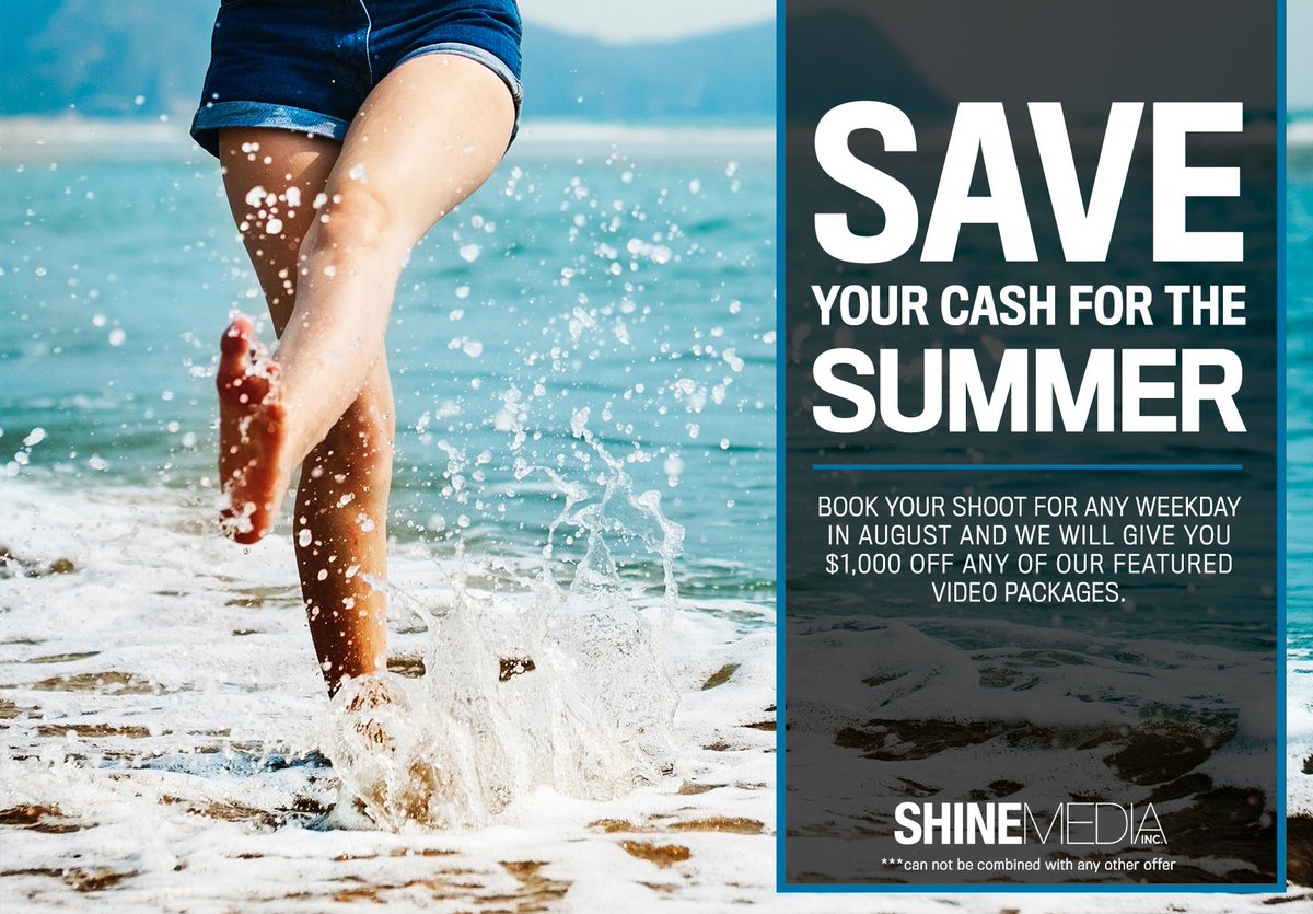 You have THREE days left to take advantage of this deal! We are only offering this deal to 3 more lucky business owners - email to book your space today info@shinemediainc.ca
#savings #sale #cashinyourpocket #summerspecial #ontario #muskoka #video #marketing #business #shinemedia