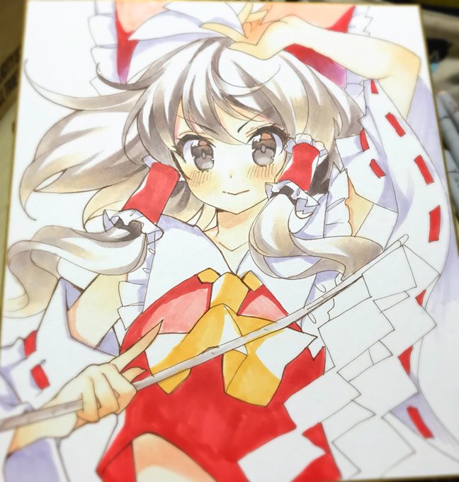#深夜の真剣お絵描き60分一本勝負
コピックで霊夢 