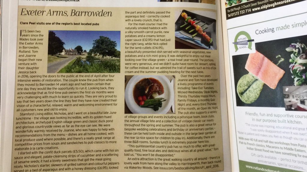 Find us on page 36 of August’s @RutlandLivingMag with a lovely review from Clare Peel who enjoyed a ‘beautifully presented’ and ‘delightful’ meal at ‘one of the region’s best located pubs’. 📰🍴🖤
Call to book: 01572 747365