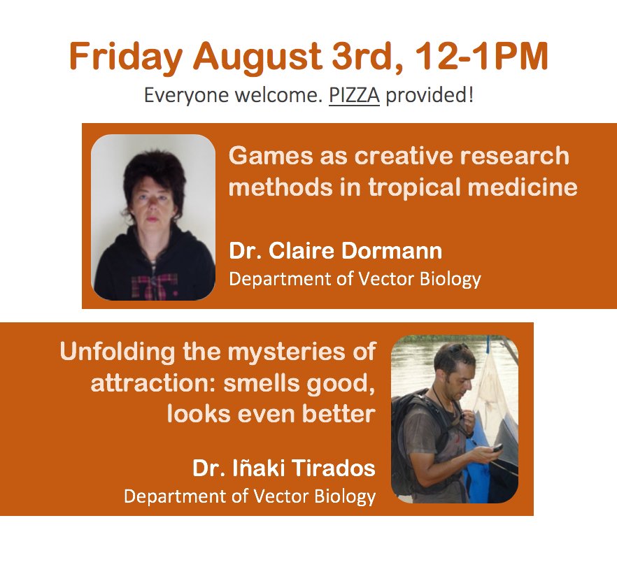 LSTMmethods's tweet photo. Next #LSTMmethods this Friday August 3rd!
Join us to hear from:
> Dr. Claire Dormann on the use of games in health interventions πΉοΈβοΈ
> Dr. IΓ±aki Tirados on exploiting vector biology to 'trick' the senses of the tsetse fly π·ποΈπ¦
Featuring:
>>π
ALL WELCOME! π https://t.co/98tX3UU2q8