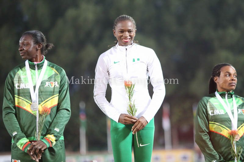 MakingOfChamps's tweet photo. Ese Brume successfully defended her Long Jump GOLD from #Marrakech2014 at #Durban2016. If she makes it a hat-trick of titles at #Asaba2018, she will become the first athlete (male or female) to win three consecutive Long Jump titles at the #AfricanChamps. #Durban2016Recap https://t.co/fijbkFPaJO