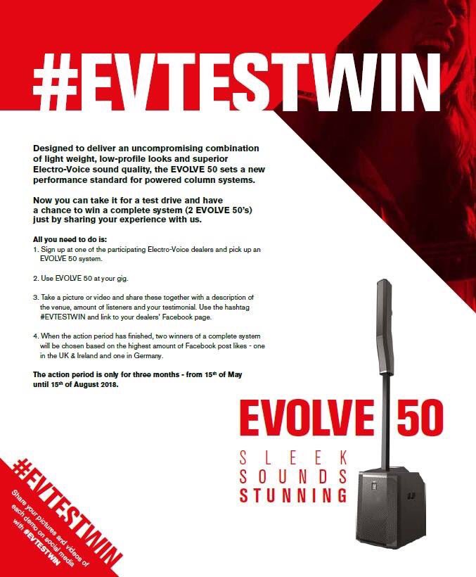 EWPSLTD's tweet photo. We’ve been sharing a few of the great reviews from @Electro_Voice’s #evtestwin event from those who tested the incredible Evolve 50s for us! Want test these incredible speakers and be put in a chance to WIN some? Visit our Facebook today! https://t.co/DvC4yM2zY3