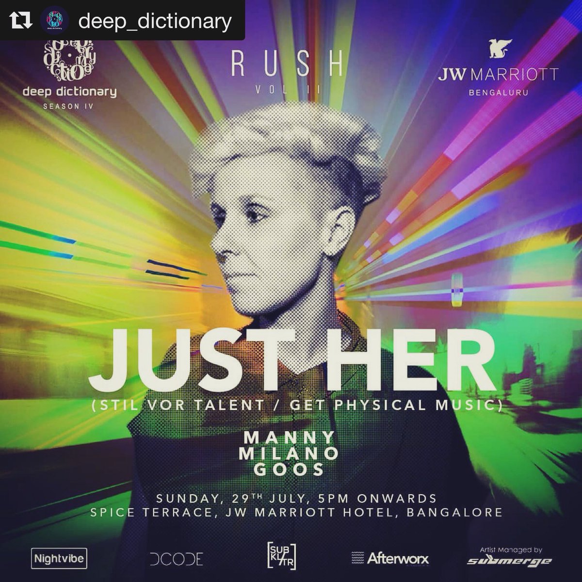 justhermusic's tweet image. O N T O U R //
Last leg of my India tour tonight at spice terrace Bangalore with the #deepdictionary crew 🎉🙌🏻
#ontour #india #bangalore #justhermusic #poolside #house #deephouse #deeptechno