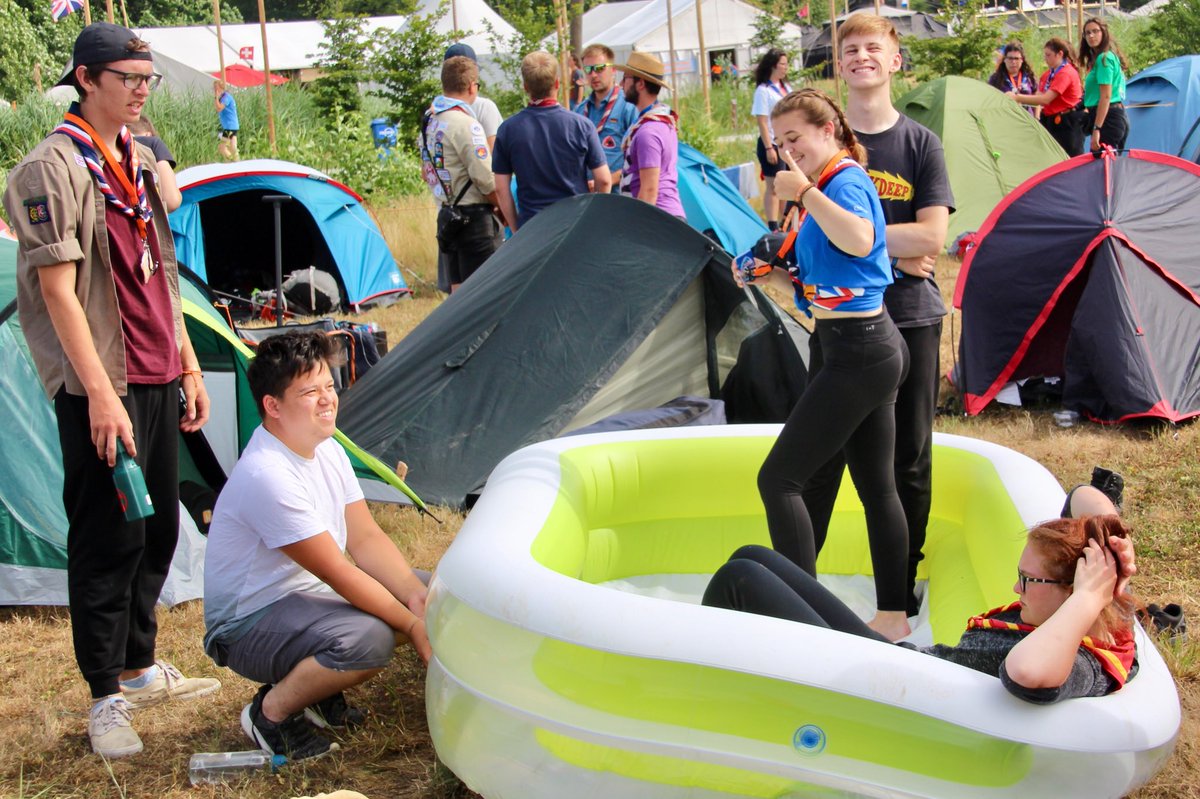UKContingent's tweet photo. They’re here! Our amazing #RoverwayUK participants have been arriving at Zeewolde from their paths. They sound like they’ve had the greatest adventure in the Netherlands and there’s more to come at Central Camp! #ZeewoldeIsMyFavouritePlace https://t.co/a5kgWV8rCy