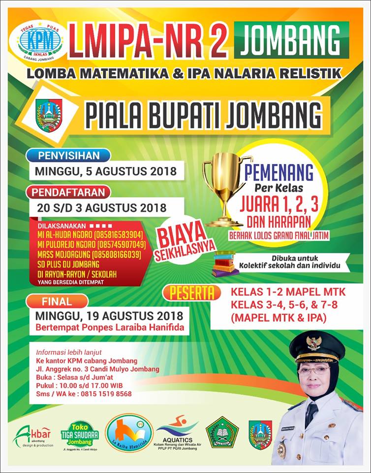 JombangID's tweet photo. Ikuti Lomba Matematika &amp; IPA Nalaria Realistik Ke-2 Piala Bergilir Bupati Jombang

Utk informasi lebih lanjut bisa hub. 
081515198568

#JombangID
@spmedia_jbg @Info_Jombang @PolresJBG @jombang_tv @jombangkab @faktualnewsco @DenesiaCreative @jombangberiman_ https://t.co/UMHEhlO5Fl