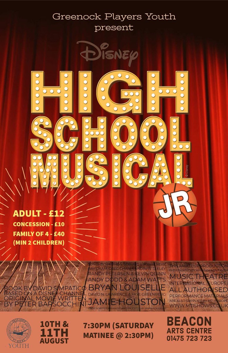 Less than 2 weeks to go, don’t stick to the status quo - get yourself to <a href="/thebeaconarts/">Beacon Arts Centre</a> and come along! #HSMJr #GPYareAllinthisTogether #GreenockPlayersYouth #Inverclyde 🐯🏀❤️