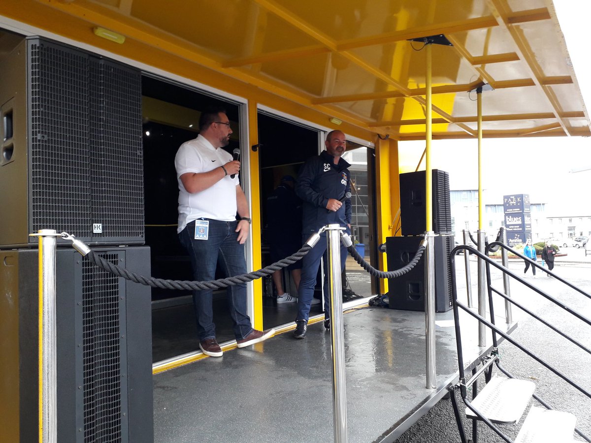 KilmarnockFC's tweet photo. Steve Clarke starts #KillieOpenDay. Come to the Moffat Stand now to watch the Open Training Session https://t.co/K3vE6vSXok