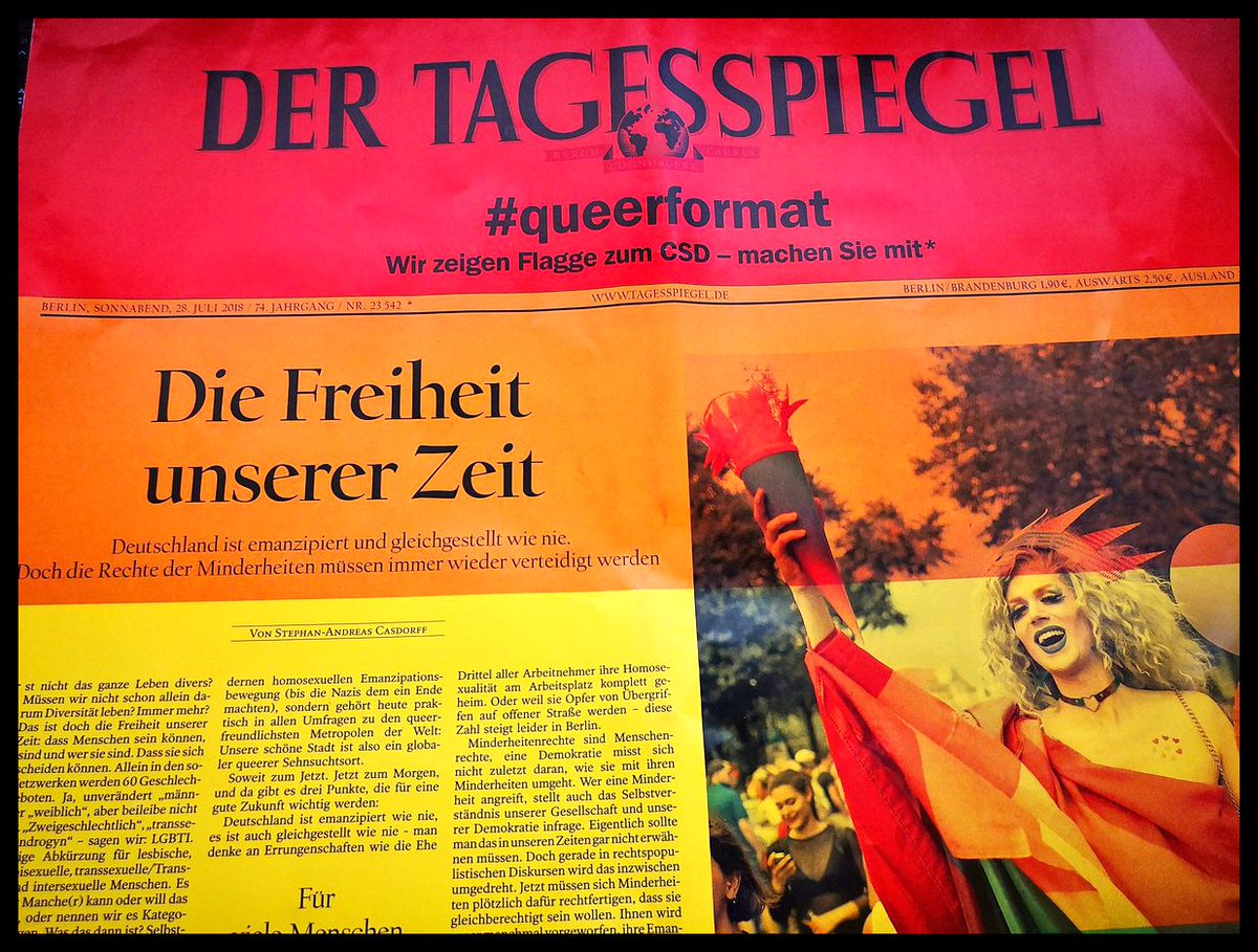CITYGUIDEBER's tweet photo. +  G I G A N T I C  +
#GenauHinschauen Der @Tagesspiegel ist im #Queerformat erschienen. #CSDBERLIN  #TAGESSPIEGEL Ab in's Museum damit! Eine tolle Ausgabe.
#CollectorsItem #Respekt. https://t.co/9K8IWTsn2Z