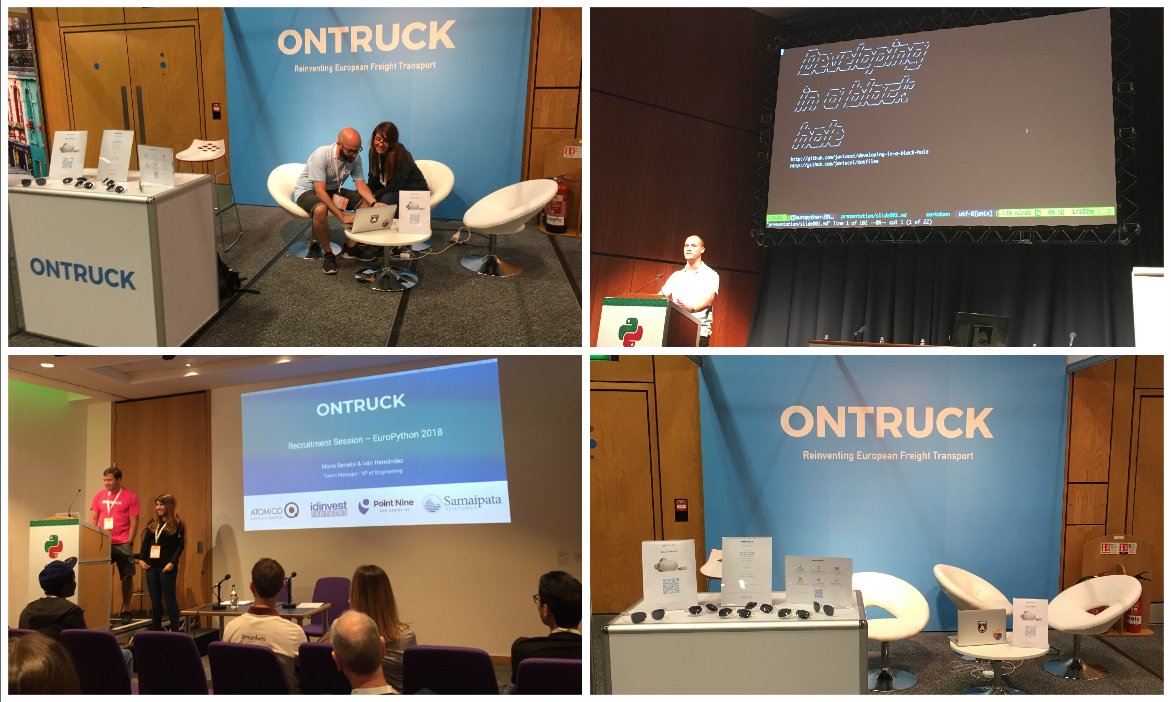 ontruckcom's tweet image. Charlas, presentaciones, recruiting... estamos apurando el último día del #EuroPython2018, del que somos sponsor, con la máxima intensidad. ¡Todo nuestro apoyo a la comunidad #Python! goo.gl/GMzgto