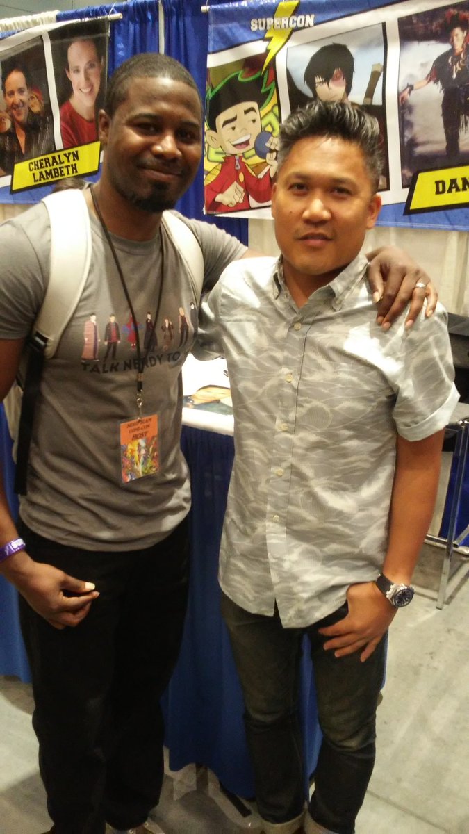 eljapoetry's tweet photo. Got the chance to meet @dantebasco and talk poetry along with hosting an awesome #NerdSlam. Thanks again for bringing us back @RaleighSupercon https://t.co/MqfAs7xgQX