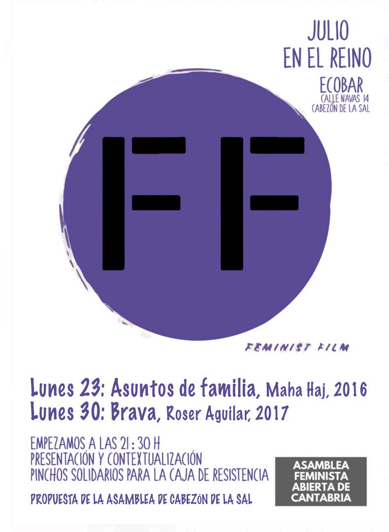 Este lunes #Cantabria entera será testigo de nuevo de la lucha colectiva feminista gracias a @HFemCant
No somos una multitud irreflexiva y visceral, somos las que ni se callan ni se esconden, nos defendemos de esta #JusticiaPatriarcal
#JuanaRivas
#AsambleaAbierta
#FeministFilm