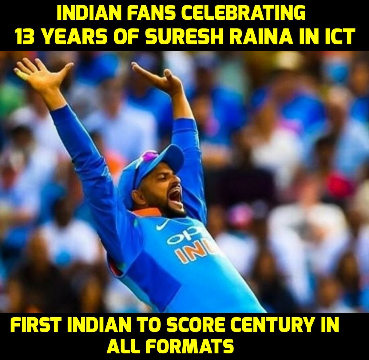 MenInBlue_In's tweet photo. 13 Years Of Selfless Career 

#13YearsOfRainaInICT @SakshiRMishra https://t.co/1HvxLpTZ4q