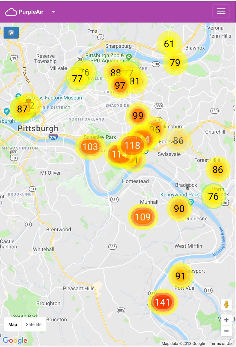 inversion_doc's tweet photo. We have an air pollution problem this morning, and many other mornings. @ACE_Fitzgerald @billpeduto please, see the intensive monitoring by your constituents and fix this lingering problem! #AirQuality #PurpleAir #Pittsburgh #AlleghenyCounty #AmazonBid https://t.co/wu5Fulz3tB