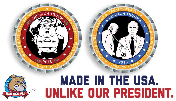 maddogpac's tweet photo. Don’t miss out on Treason Token #2. Celebrating the great achievements of Helsinki this coin will be a happy addition to your coin dish, pocket, or just leave it on your desk to piss off the few remaining Trump supporters from your job. #swagwithoutborders https://t.co/WAAYP8NPXQ https://t.co/EnhMfjkKqm