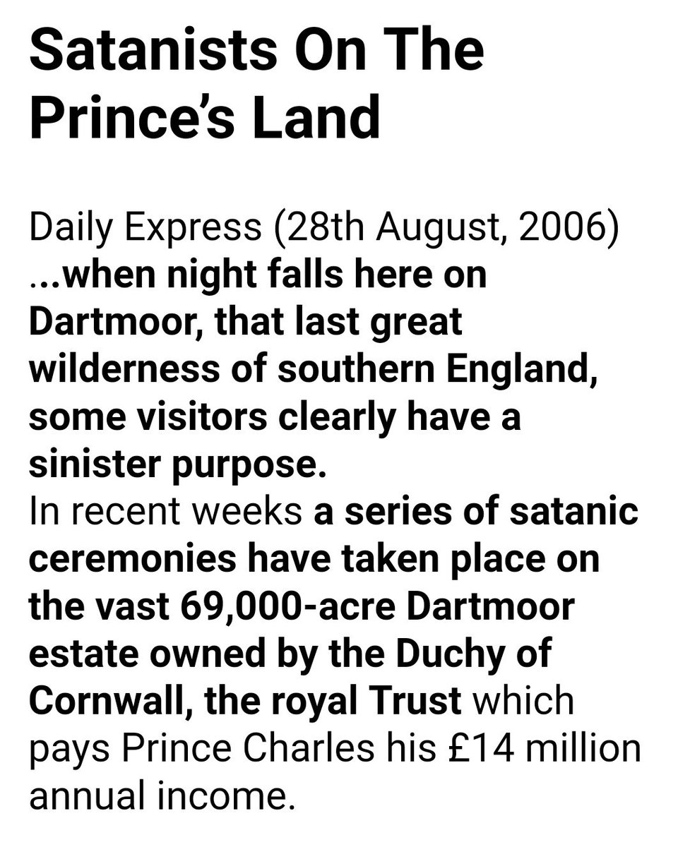 When night falls on Dartmoor owned by the Duchy of Cornwall ...  http://www.westcoast-news.org/story-satanists.htm