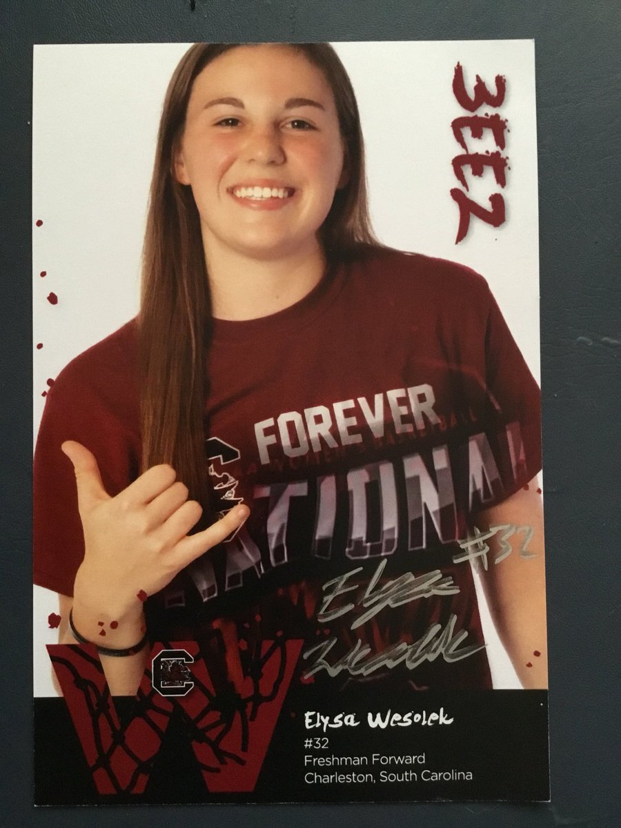 Terriemorrell's tweet photo. @GamecockWBB @dawnstaley Yay, we got the Freshie! Looking forward to 4 years with this Forward! Go Elisa Wesolek! Bet we will get her dancing soon. #3EEZ #GHive https://t.co/7vH9vI0pqY