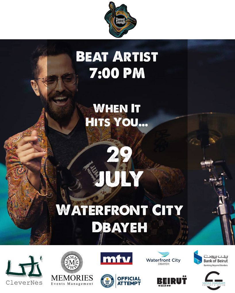 Clever_Nes's tweet photo. The one &amp; only @daneelsayegh performing live for #clevernes on @watefrontcitylb stage!
Join us today @6:00 PM as we attempt to break a @guinnessworldrecords for the largest mosaic made from recyclable materials!
You don't want to miss it!

#roadtogwr #clevernes https://t.co/Udj4ADJEg7