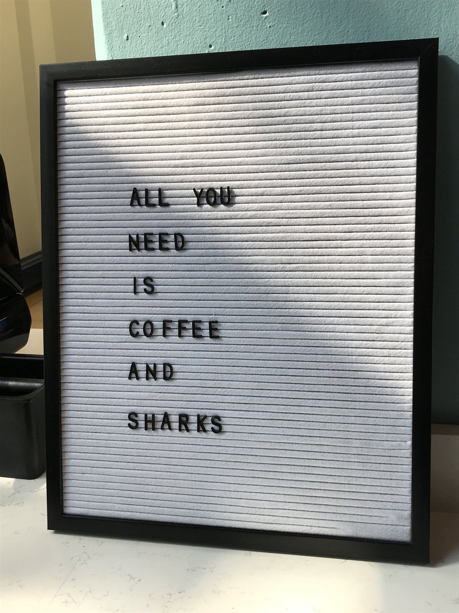 AmeDyckman's tweet photo. 🦈: “This is the BEST sign!”
ME: “The BEST! Cheers!”
*SLURP*
😂❤️☕️🦈! @smagoon @Scholastic #SharkWeek #MisunderstoodShark #MisunderstoodSharkWeek https://t.co/n53vX19Ssp