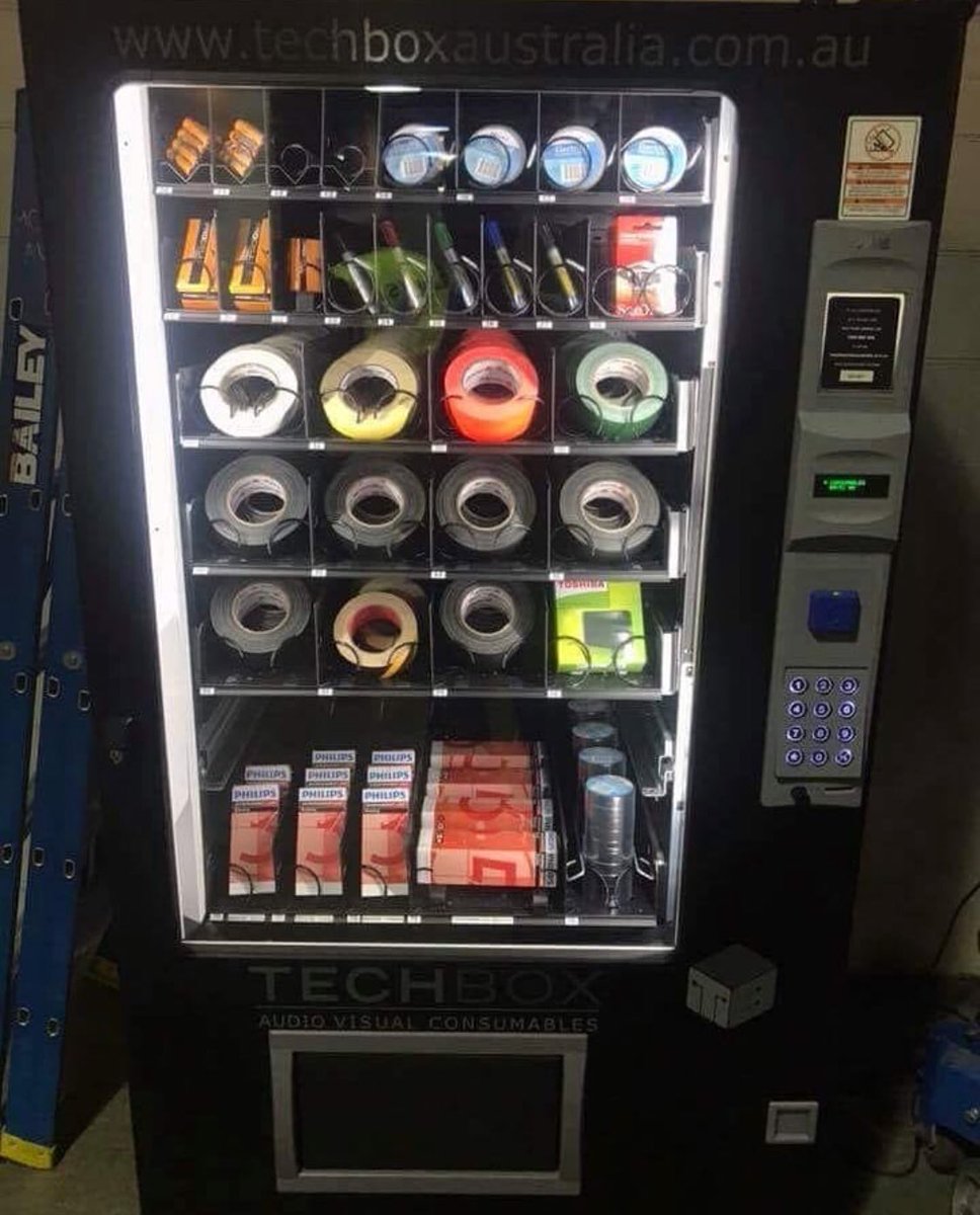 WorshipSoundGuy's tweet photo. Is this the best vending machine of all time?? I think it might be! #GaffTapeForDays #livesound #audioengineering #fohengineer #worshipsoundguy https://t.co/ztF6UCTzO5
